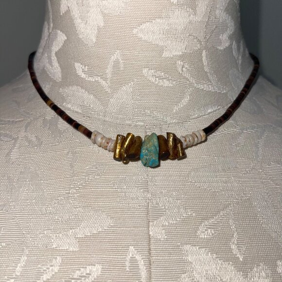 Unbranded Jewelry - Vintage Womens Necklace Bohemian Turqoise Beaded Chocker